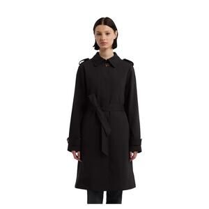 Hunter Women’s Stella Trench Coat Size XL Black Belted Long Classic Minimalist